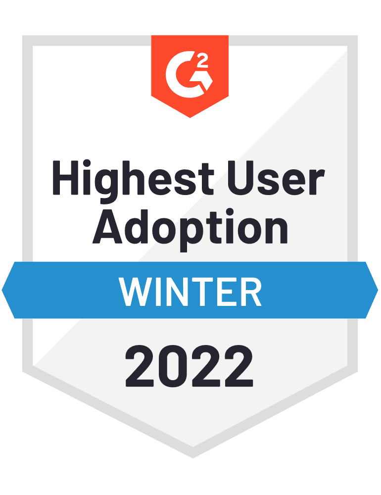 G2 Crowd Highest User Adoption for Winter 2022